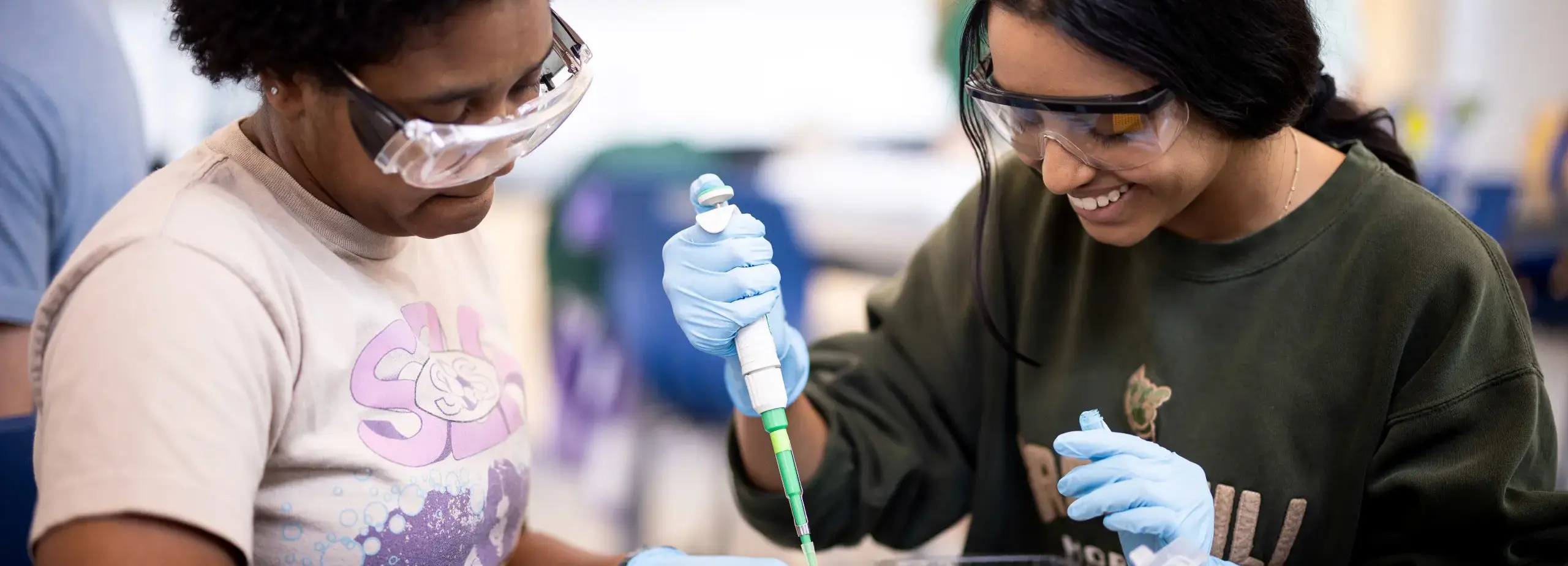 Students doing an experiment